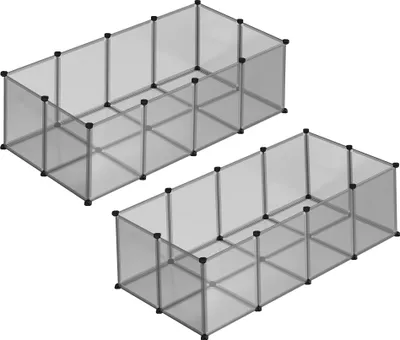 Produktbild von SONGMICS 2er set Kleintierkäfig, Freigehege mit Bodenplatten, 143 x 73 x 46 cm, Grau