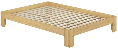 Produktbild von Französisches Bett 140x200 Kiefer Bettrahmen Gästebett massiv Zubehör wählbar V-60.67-14Rollrost inkl.