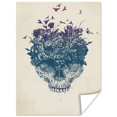 Produktbild von MuchoWow® Poster Schädel - Natur - Blumen - Vögel 120x160 cm - Wandbilder