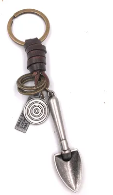 Produktbild von Onwomania Schlüsselanhänger Schaufel Leder Werkzeug Handwerker Bauarbeiter Metall Anhänger Charm
