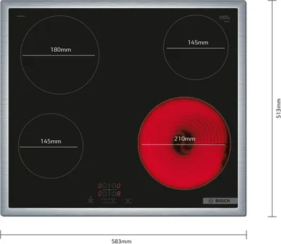 Produktbild von Bosch Serie 4 PKE645BA2E, Schwarz, Integriert, 60 cm, Keramik, Glaskeramik, 4 Zone(n)
