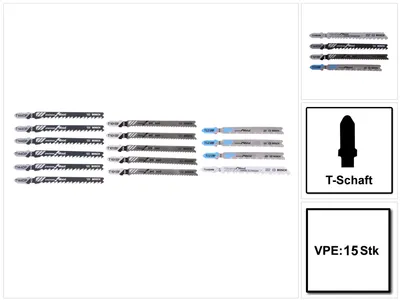 Obrázek produktu pro Bosch 2 607 011 437, List pro přímočarou pilu, Kov, Dřevo, 15 kusů, Blistr