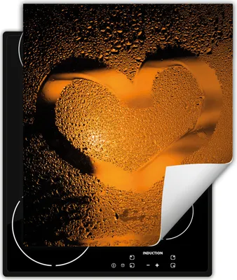 Produktbild von DarHaus Herdabdeckplatte 45x52 cm Anti Rutsch Matte Aufrollbar, orange - Herz - Tropfen