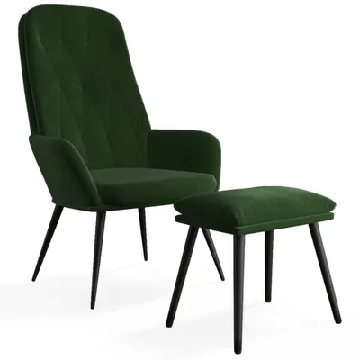 Produktbild von vidaXL Relaxsessel mit Hocker Dunkelgrün Samt