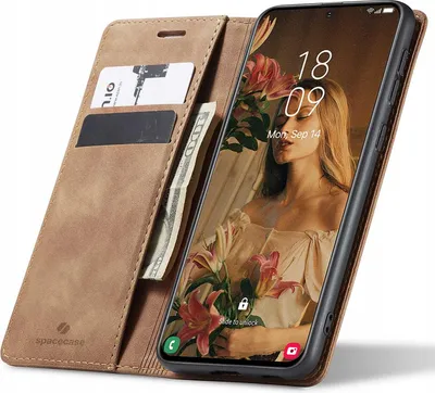 Zdjęcie produktu dla Etui z klapką SPACECASE Wallet do Galaxy S21 Brązowy