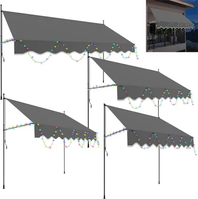 Immagine prodotto di Tenda da sole Yakimz con morsetto a LED Tenda da sole retrattile Protezione solare del balcone senza foratura 200x120cm