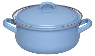 Bratpfanne mit Deckel 18 cm, 1,5 l, Emaille, Blau