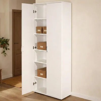 Produktbild von Pazzano - Mehrzweckschrank 2 Türen, Weiß 70x189h cm, 5 Böden