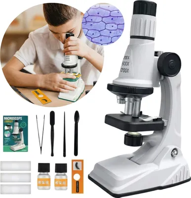 Produktbild von Kinder-Lernmikroskop, 1200-fache Vergrößerung, Wissenschaftsset mit Zubehör, LED-Beleuchtung
