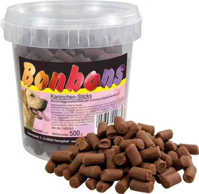 Produktbild von Schecker 3x500g Hundebonbons mit Kaninchen - fettarm - weich - Im Frischeeimer