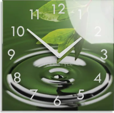 Image de Horloge murale en verre BRANCHE VERTE