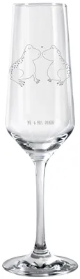 Produktbild von Mr. & Mrs. Panda Glas Frosch Liebe - Transparent - Geschenk, Sektkelch, Sektglas mit Gravur, Freundin, Hochzeitstag, Hocheitstag, Sektflöte, Trinkglas, Verlobt, Frösche