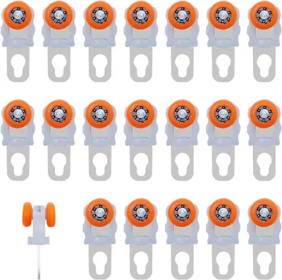 Productafbeelding van Gordijnrollers - Gordijnophanging Wieltjes - Gordijnen Ophangen - Geluidsarme Wielen - 20 Stuks - Wit Oranje