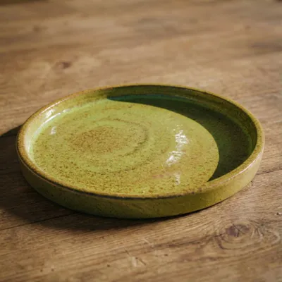 Produktbild von Provencelia Keramik Untersetzer Base r Olive, Ø28 x H5 cm, frostbeständig, handgefertigt, glasiert, Outdoor, Garten, Terrasse, winterfest