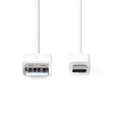 Immagine prodotto di Cavo USB Nedis - USB 2.0 - USB-A maschio - USB-C maschio - 60 W - 480 Mbps - Nichelato - 1,00 m - Rotondo - PVC - Bianco - scatola