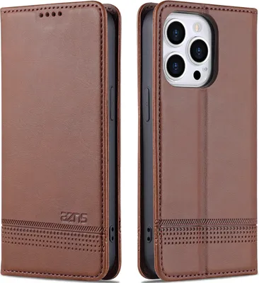 Produktbild von LederHülle für iPhone 13 Pro, Klapphüllen Brieftasche Magnetverschluss Ständer Schutzhülle für iPhone 13 Pro Kaffee