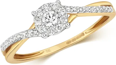 Produktbild von Funkelndes Feuer 9 Karat (375) Gold Cluster Diamant Damenring Brillant-Schliff 0.20 Karat H - I1, 51 (16.2); TRS318919KYRSL