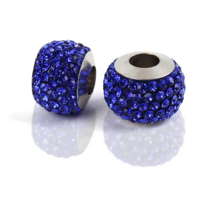 Immagine prodotto di Perline distanziatrici a foro grande perline di strass rondelle scintillanti 12 mm, 10 pezzi, blu