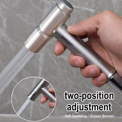 Productafbeelding van Bidet-handdouche, roestvrij staal, met dubbele straal en wandmontage - zilver
