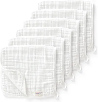 Imagen del producto de Juego de 6 toallas para eructos para bebés, 100% algodón, 50x25 cm, transpirables, para el cuidado del bebé