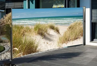 Produktbild von Seitenmarkise ausziehbar links, 160 cm hoch, Seitenrollo mit Fotodruck Ostsee
