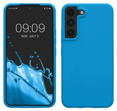 Produktbild von kwmobile Handyhülle für Samsung Galaxy S22 Hülle - Case Silikon - Kabelloses Laden - Schutzhülle Cover in Strahlend Blau