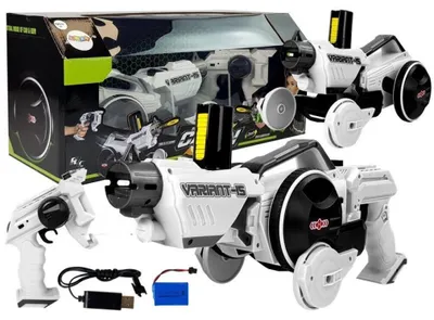 Produktbild von Lean Toys Pistolenwerfer Auto 2 in 1 Ferngesteuerte Schaumstoffscheiben Weiß