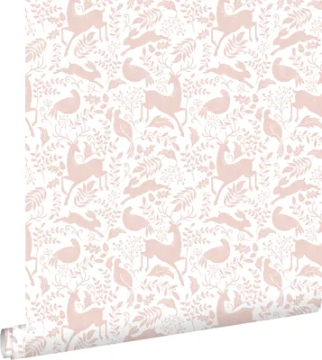 Obrázek produktu pro ESTAhome tapeta les s lesními zvířaty tmavě růžová 50 x 900 cm