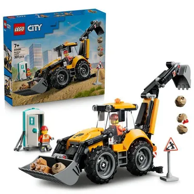 Produktbild von LEGO City Bagger 60480, gelber Spielzeug-Bauwagen, für Jungen und Mädchen ab 7 Jahren