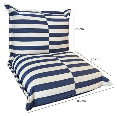 Immagine prodotto di Pouf da esterno a righe impermeabile anti-UV BANANAIR 85x85x75 cm blu