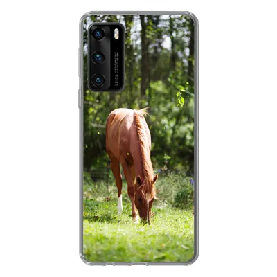 Produktbild von MuchoWow® Handyhülle Schutzhülle Hülle für Huawei P40 Pferd - Blumen - Licht Silikon Softcase Handy Hülle - Handytasche
