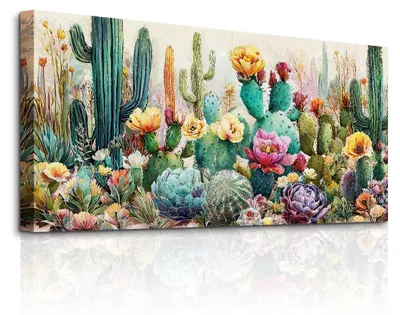 Productafbeelding van Solidchoice - Bloemige Canvas Wanddecoratie 50x100cm