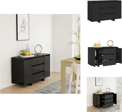 Produktbild von vidaXL Sideboard mit 3 Schubladen Schwarz 120x41x75 cm Holzwerkstoff -  Sideboards