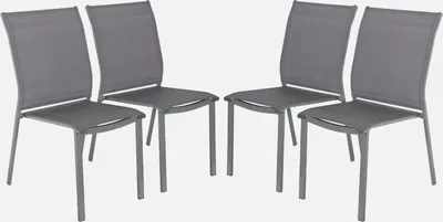 Immagine prodotto di Set 4 sedie da giardino impilabili in alluminio e textilene, Antracite