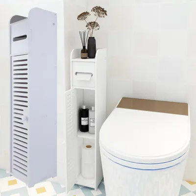 Produktbild von Badezimmerschrank schmal wasserdicht freistehend 81x16x16 cm weiß
