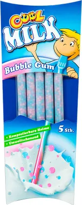 Produktbild von Cool Milk Trinkhalm Bubble Gum Kaugummi zum trinken 5 Stück 30g