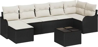 Produktbild von vidaXL Gartensofa-set Schwarz Poly-Rattan