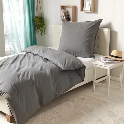 Produktbild von Traumschlaf Melange Bettwäsche 200x220 cm + 2x 80x80 cm anthrazit