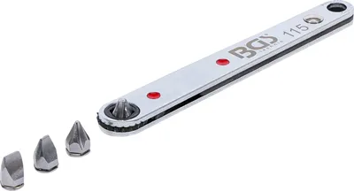 Produktbild von BGS 115 Ratschen-Schlüssel Ultra Dünn, mit 2 Kreuz- und 2 Schlitzbit