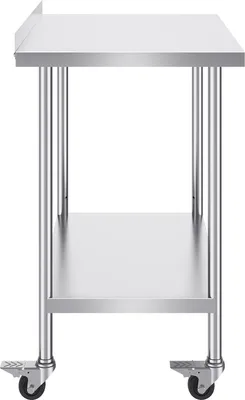 Zdjęcie produktu dla Stół roboczy ze stali nierdzewnej SucceBuy 24 x 36 x 40 cali, komercyjny stół roboczy na kółkach, regulowana wysokość, solidny stół do przygotowywania posiłków w restauracji, domu, hotelu