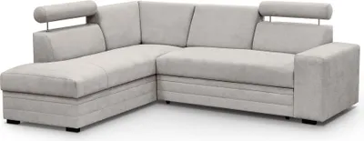 Produktbild von Ecksofa im modernes Stil Roma Polsterecke mit Schlaffunktion Bettkasten verstellbaren Kopfstützen, Stoff: vardo 04 - beige, Ottomane: links