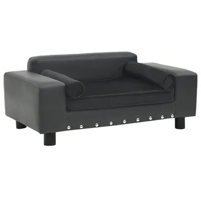 Obrázok produktu pre vidaXL Pohovka pre psov tmavosivá 81x43x31 cm Plyš a umelá koža