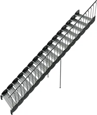 Produktbild von Wangentreppe mit Bodenstütze | Höhe: 308-340 cm, Stufenbreite: 100 cm | Einseitiges Geländer