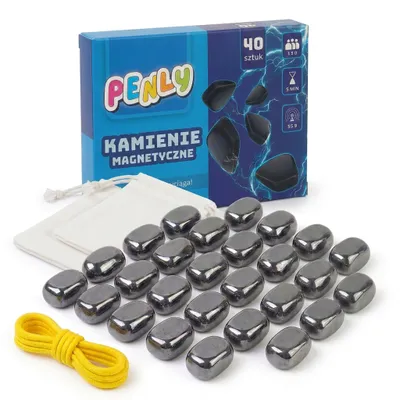 Produktbild von Magnetspiel Magnetsteine 40 Stück – magnetisches Schachspiel, Strategiespiel und Denkspiel für Kinder und Erwachsene, mit Schnur und Beutel
