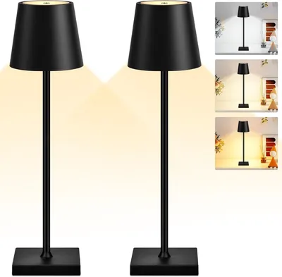 Produktbild von LIUWID 2 Stück kabellose wiederaufladbare LED Tischlampe, 5200 mAh mit 3 Farbmodi Schwarz