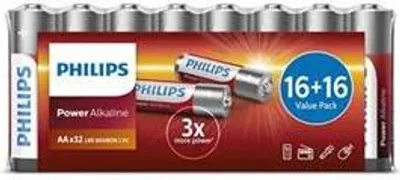 Zdjęcie produktu dla Philips Power Alkaline Bateria LR6P32FV/10, Jednorazowa bateria, AA, Alkaliczny, 1,5 V, 32 szt., 5 lat(a)