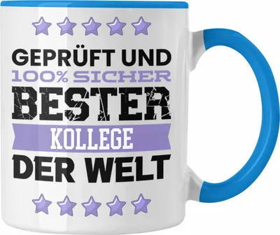 Produktbild von Trendation - Bester Kollege Der Welt Geschenk Tasse für Arbeitskollege Geburtstag Spruch Abschied Abschiedsgeschenk (Blau)
