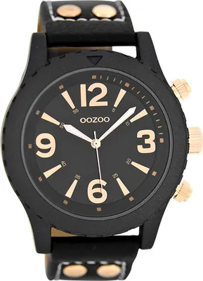 Produktbild von Oozoo Herren Lederarmband Uhr Timepieces schwarz matt Analog Quarzuhr UOC6114A
