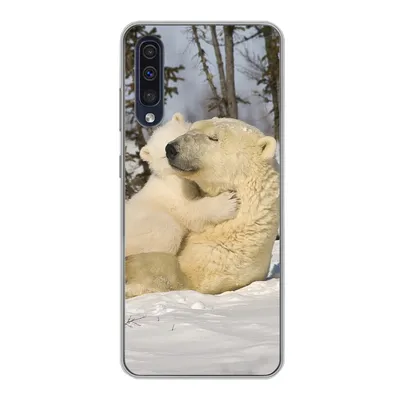 Produktbild von MuchoWow® Handyhülle Schutzhülle Hülle für Samsung Galaxy A30s Eisbär - Schnee - Höhle - Jungtier Silikon Softcase Handy Hülle - Karteninhaber