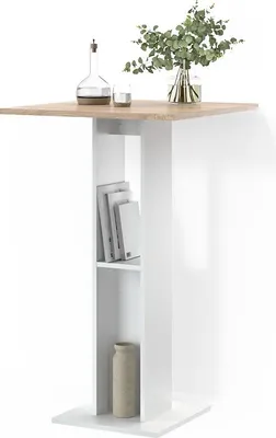 Image de Table de bar Livinity Regusa Blanc/Sonoma 65x65cm, Model 55927